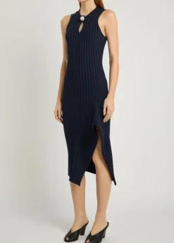 Ribbed cotton midi dress