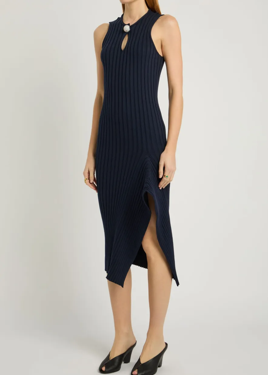 Ribbed cotton midi dress