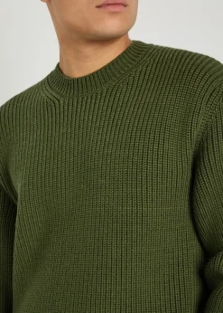 Ribbed crew-neck wool jumper