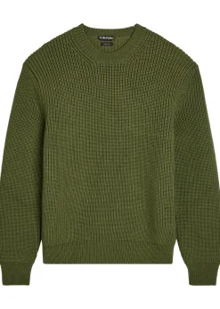 Ribbed crew-neck wool jumper
