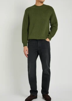 Ribbed crew-neck wool jumper