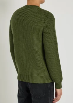 Ribbed crew-neck wool jumper
