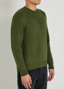 Ribbed crew-neck wool jumper