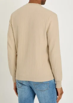 Ribbed fine-knit cotton jumper