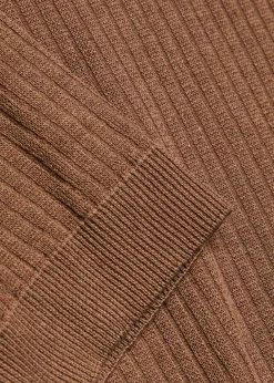 Ribbed fine-knit flax and cotton-blend T-shirt