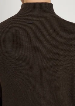 Ribbed half-zip silk and cotton-blend jumper