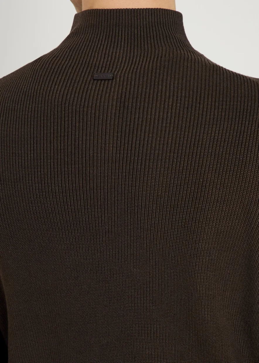 Ribbed half-zip silk and cotton-blend jumper