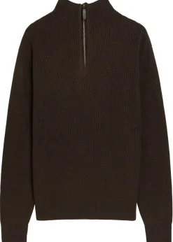 Ribbed half-zip silk and cotton-blend jumper