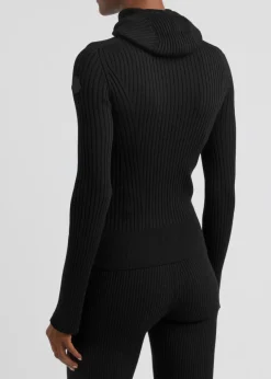 Ribbed hooded wool-blend jumper