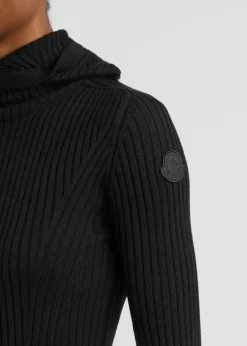 Ribbed hooded wool-blend jumper
