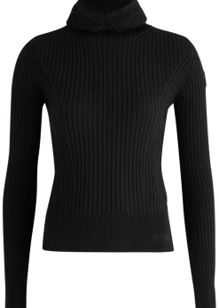 Ribbed hooded wool-blend jumper