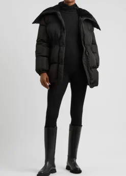 Ribbed hooded wool-blend jumper