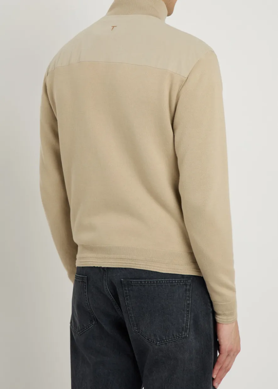 Ribbed-knit and cotton jacket