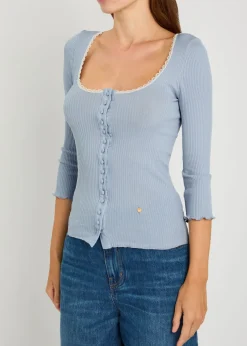 Ribbed-knit cotton cardigan