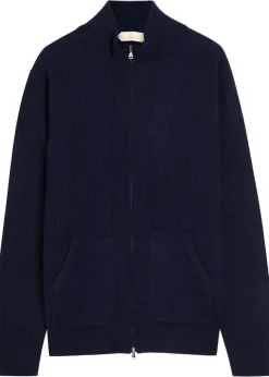 Ribbed-knit wool and cashmere-blend cardigan
