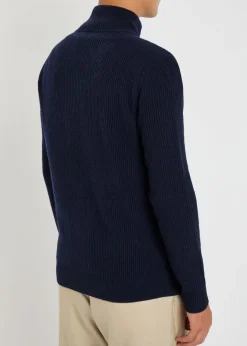 Ribbed-knit wool and cashmere-blend cardigan