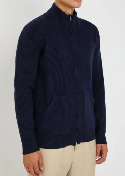 Ribbed-knit wool and cashmere-blend cardigan