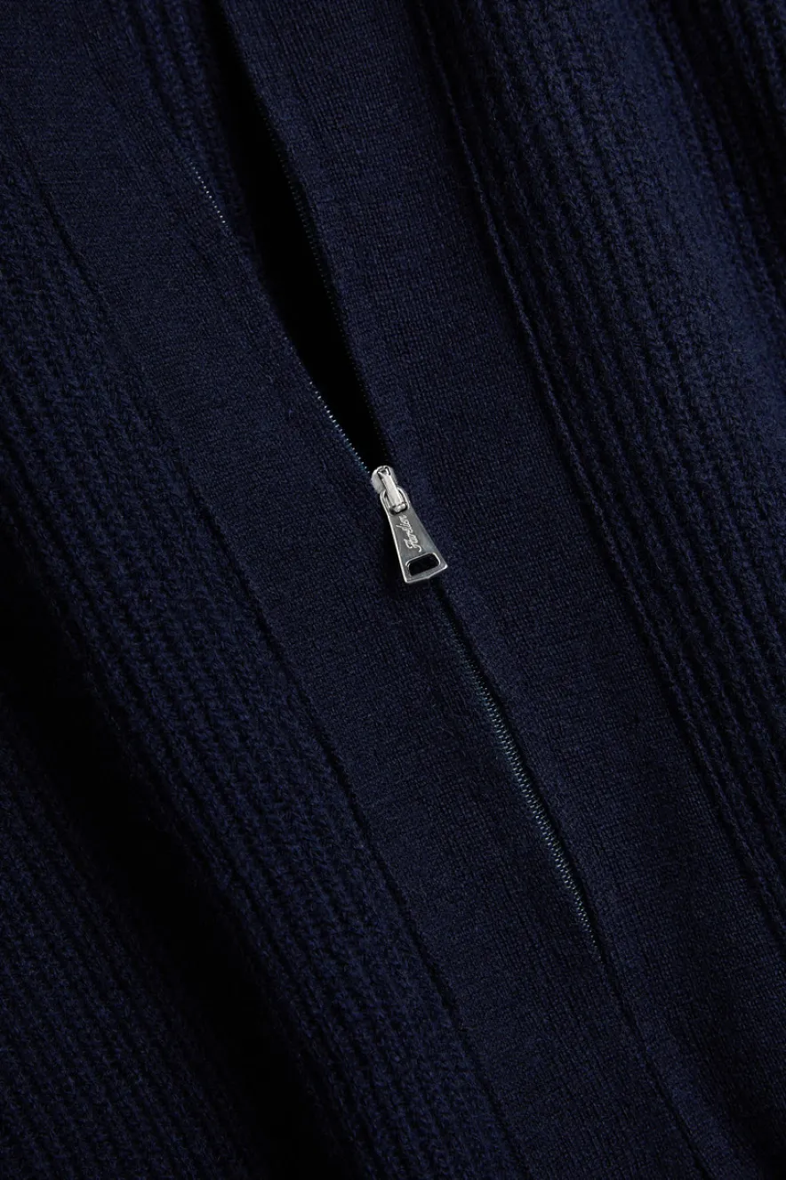 Ribbed-knit wool and cashmere-blend cardigan