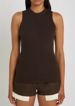 Ribbed-knit wool tank