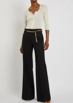 Ribbed lace-trims cotton and silk-blend top