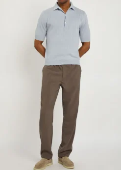 Ribbed linen-blend polo shirt