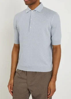Ribbed linen-blend polo shirt