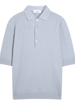Ribbed linen-blend polo shirt