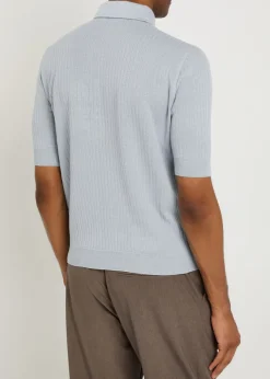 Ribbed linen-blend polo shirt