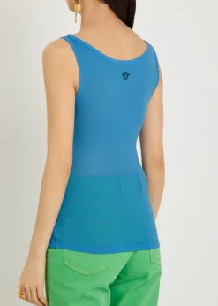 Ribbed logo-embroidered cotton tank top