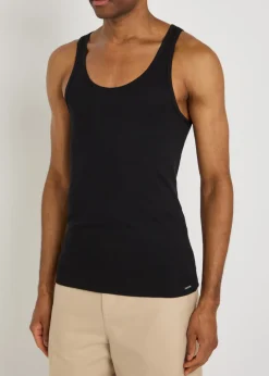 Ribbed logo jersey tank
