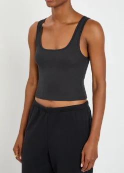 Ribbed stretch-cotton tank