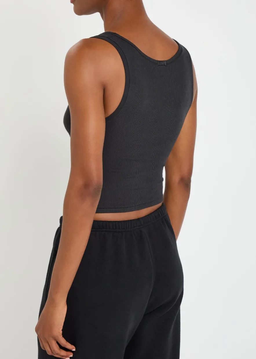 Ribbed stretch-cotton tank