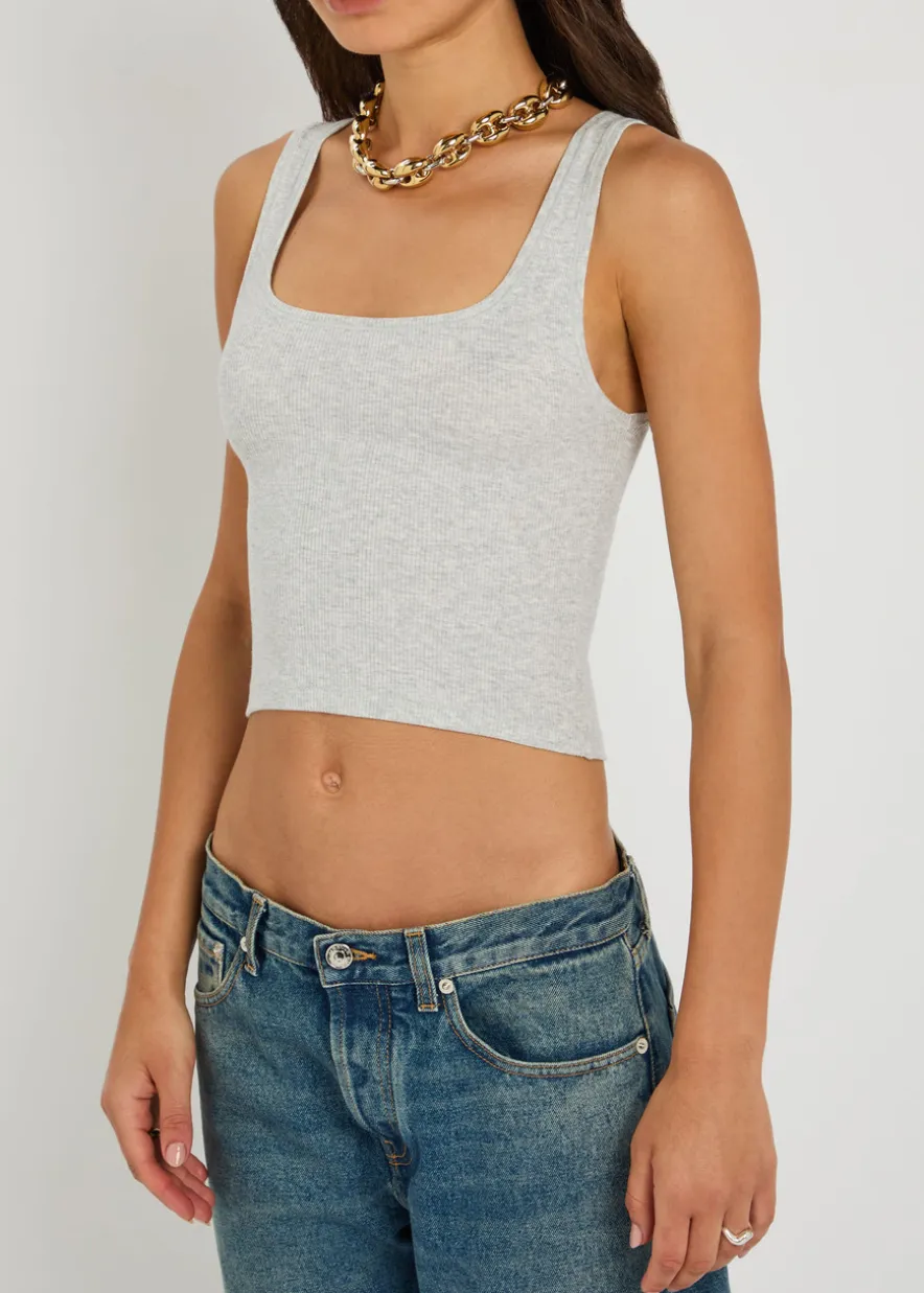 Ribbed stretch-cotton tank