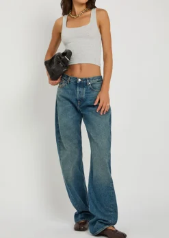 Ribbed stretch-cotton tank