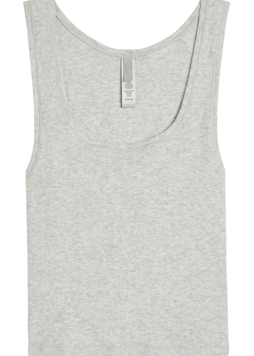 Ribbed stretch-cotton tank