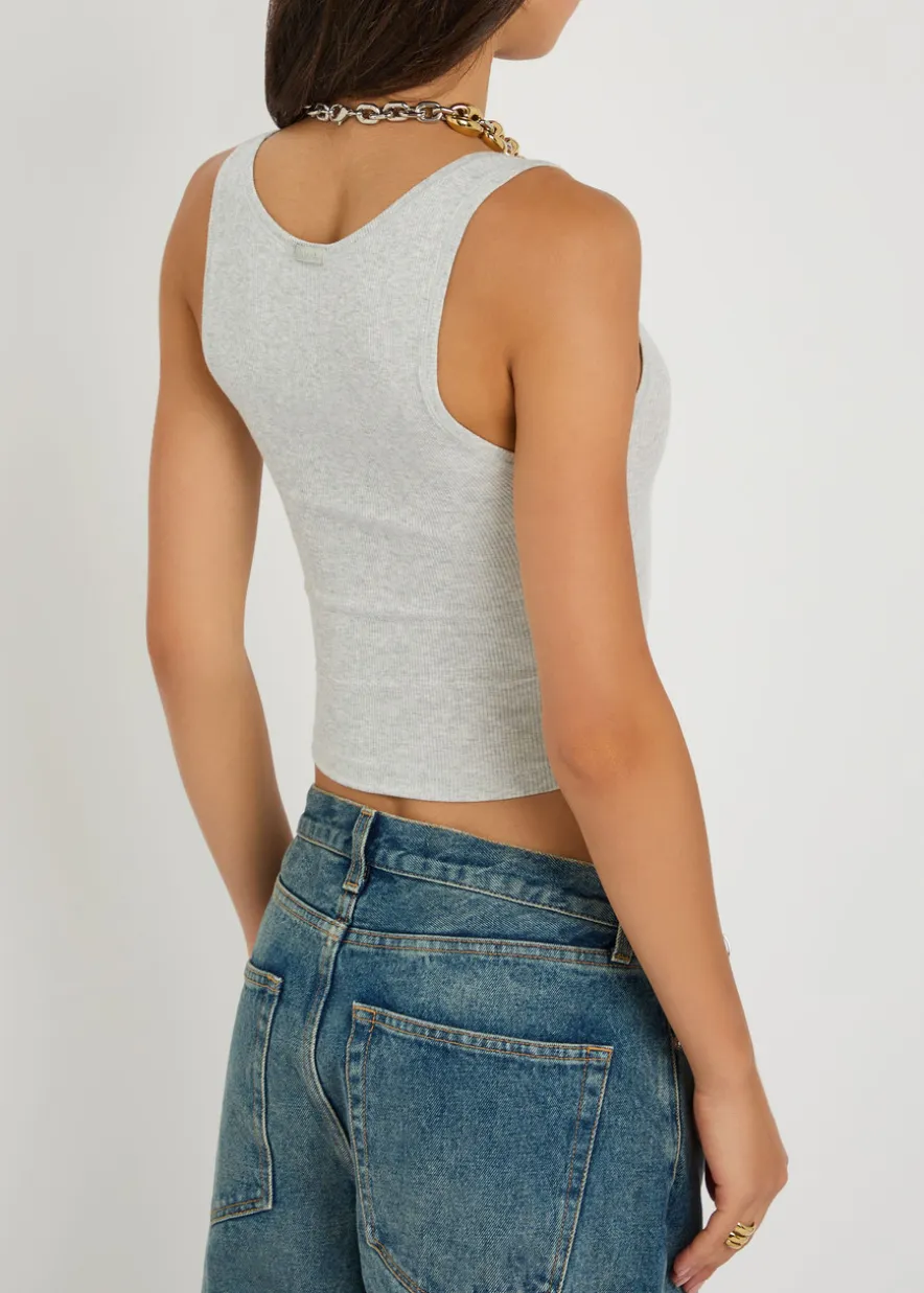 Ribbed stretch-cotton tank