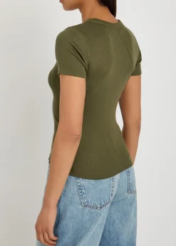 Ribbed stretch-cotton T-shirt