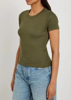 Ribbed stretch-cotton T-shirt