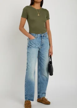 Ribbed stretch-cotton T-shirt