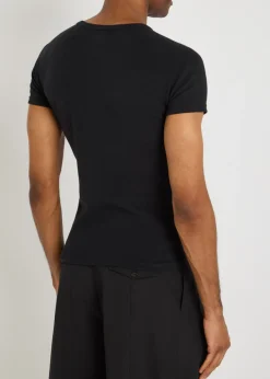 Ribbed stretch-cotton T-shirt