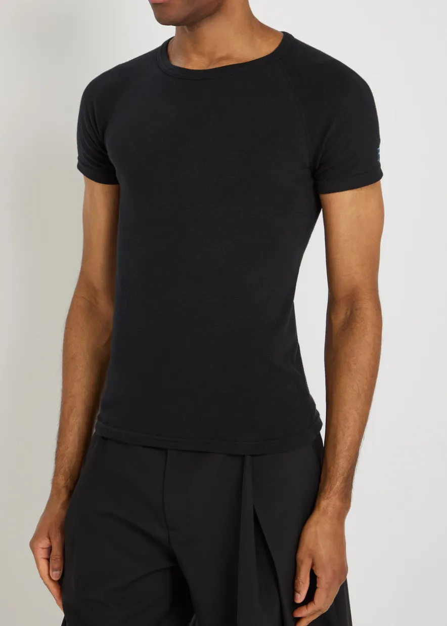 Ribbed stretch-cotton T-shirt