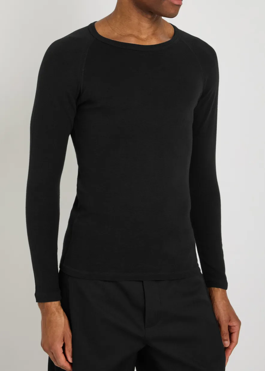 Ribbed stretch-cotton T-shirt