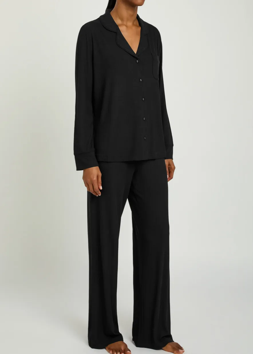Ribbed stretch-modal pyjama set