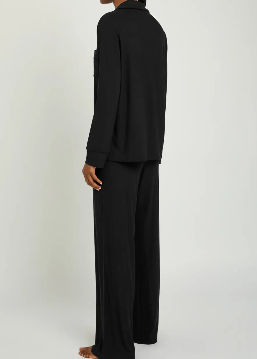 Ribbed stretch-modal pyjama set