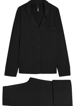Ribbed stretch-modal pyjama set