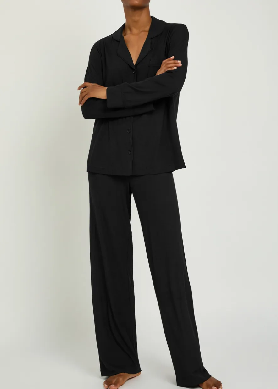 Ribbed stretch-modal pyjama set