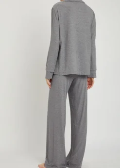 Ribbed stretch-modal pyjama set