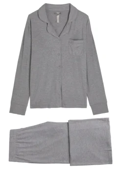 Ribbed stretch-modal pyjama set