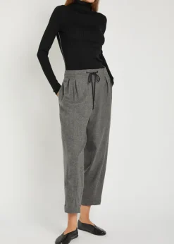 Ribbed turtle-neck merino wool top