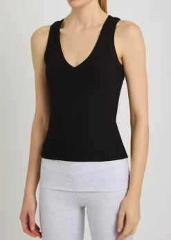 365 ribbed V-neck stretch-modal vest